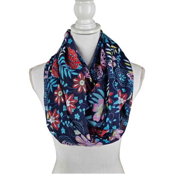 CORAL WOMEN’S FLORAL INFINITY LOOP SCARF 100% POLYESTER - Picture 1 of 6